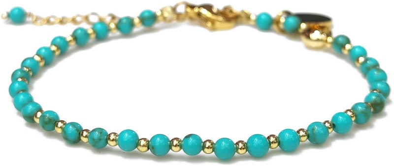 Morchic 3mm Tiny Beads Natural Gemstone Bracelet for Women, Adjustable 7.1" Energy Gem Charm Jewelry, Dainty Handmade Birthday Gift - Image 1